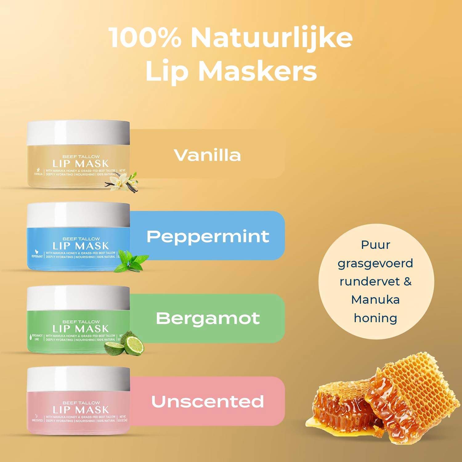 Beef Tallow Läppmask - Vanilj